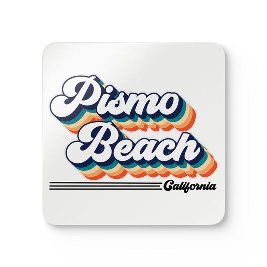 Retro Groovy Pismo Beach California Corkwood Coaster Set