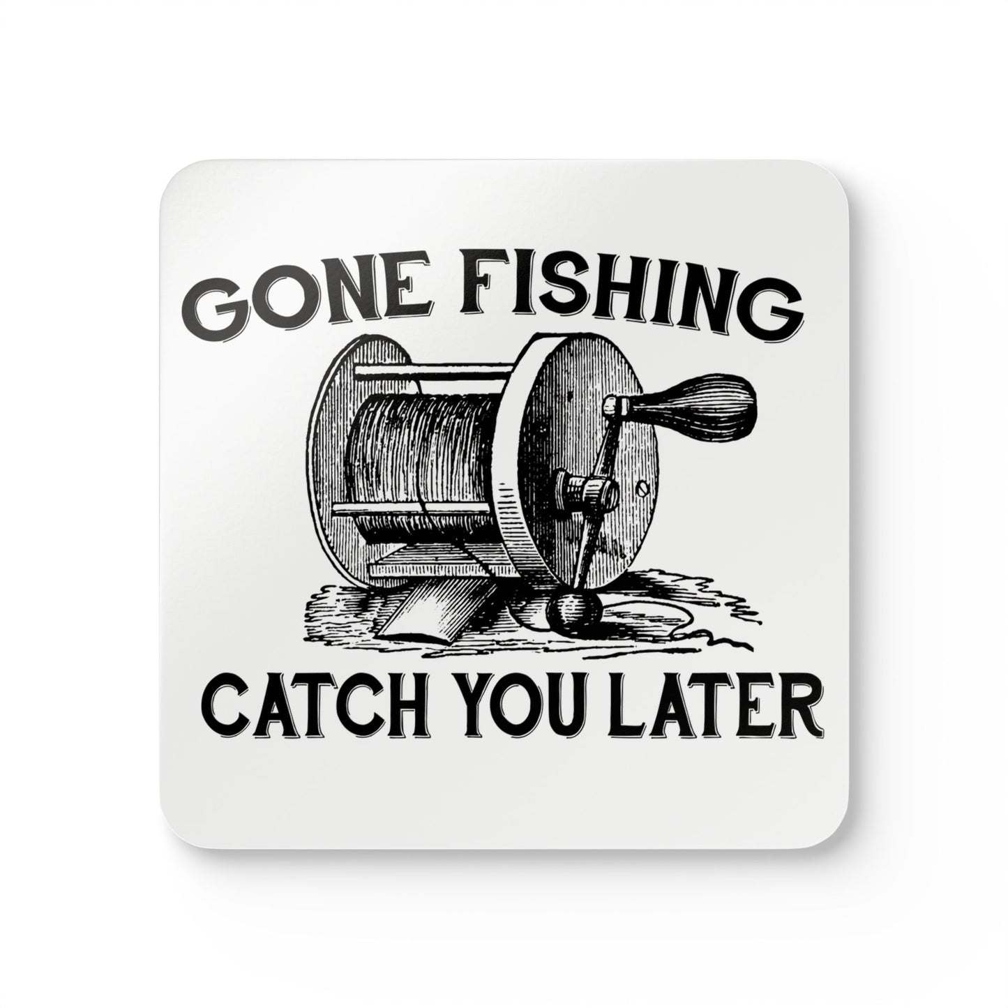 Gone Fishing Catch You Later Corkwood Coaster Set