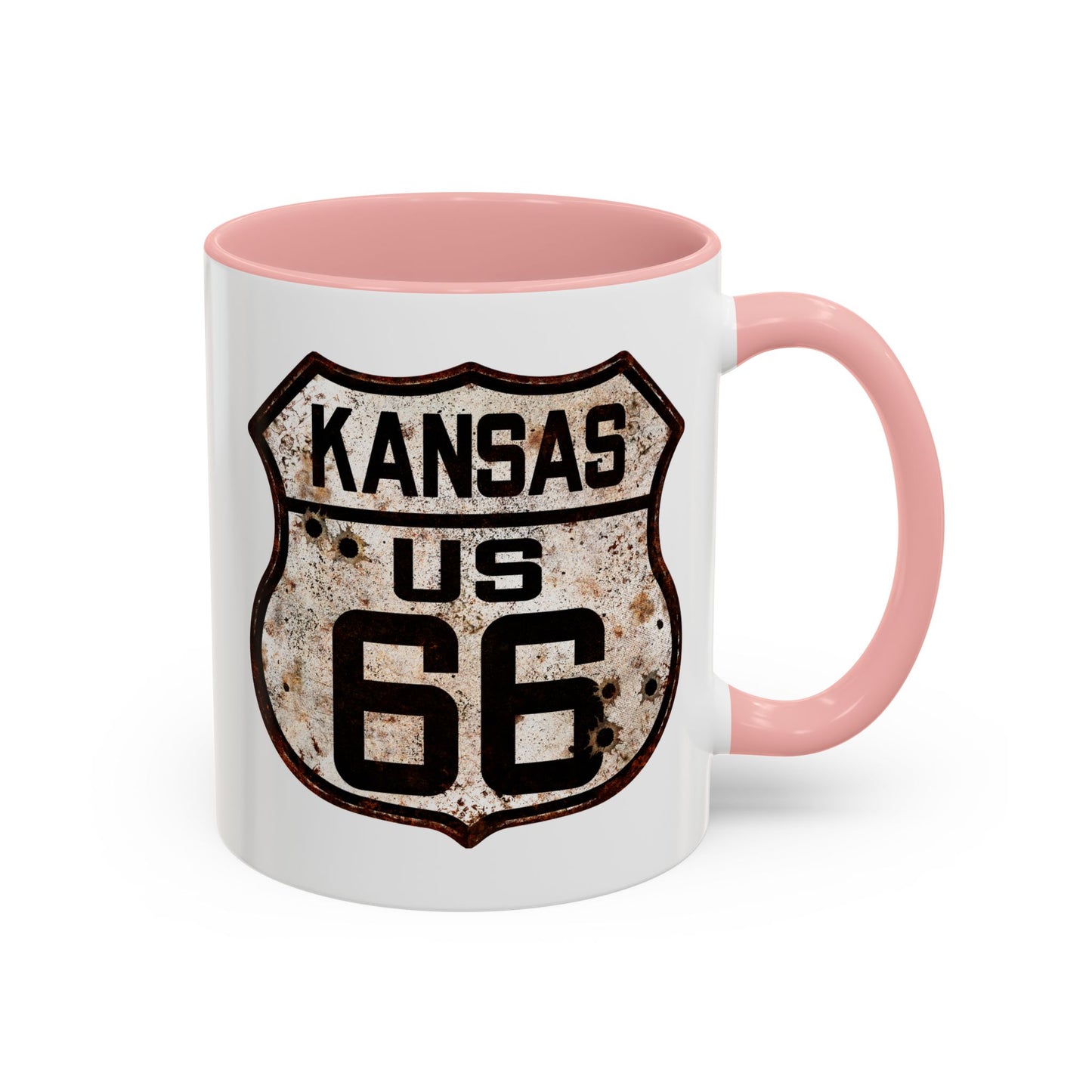 Mug Vintage Rusty Route 66 Highway Shield Kansas Route 66 Gift 11oz, 15oz