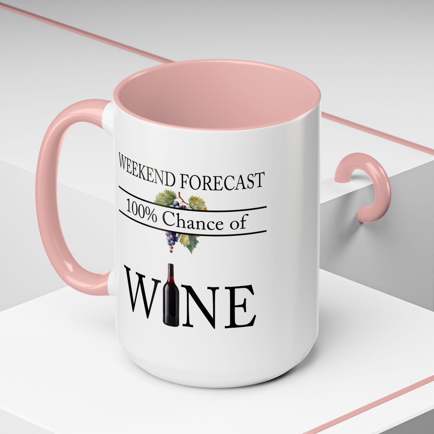 Copy of Funny Wine Lover Mug, 100% Chance of Wine in the Forecast, Gift for Wine Enthusiast Accent Coffee Mug (11, 15oz) A0012