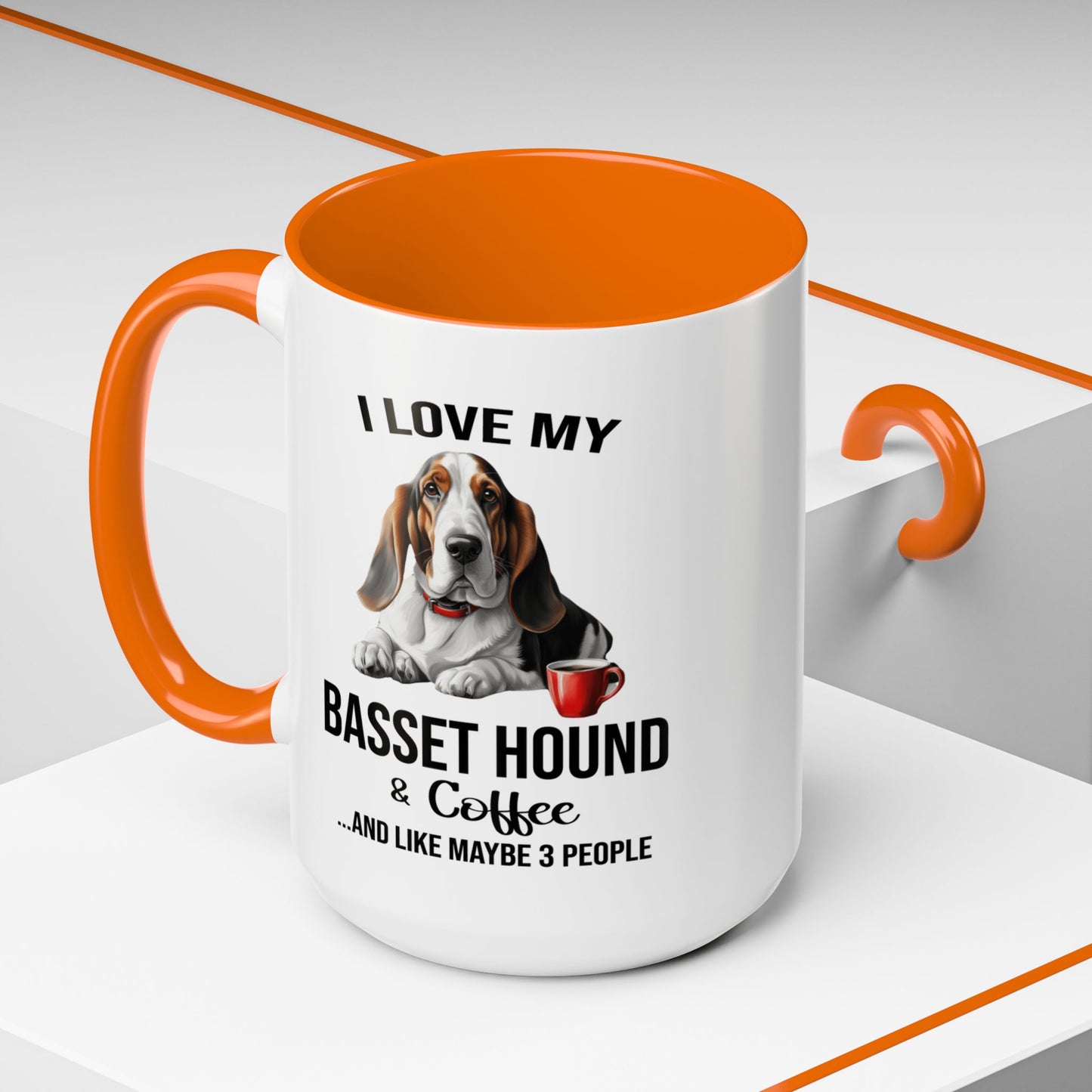 Basset Hound Lover Mug, Basset Hound Lover Gift, Coffee Mug, Basset Hound Mug, Basset Hound Gift, Basset Hound Owner, Coffee Cup A0023-005 Accent Coffee Mug (11, 15oz)