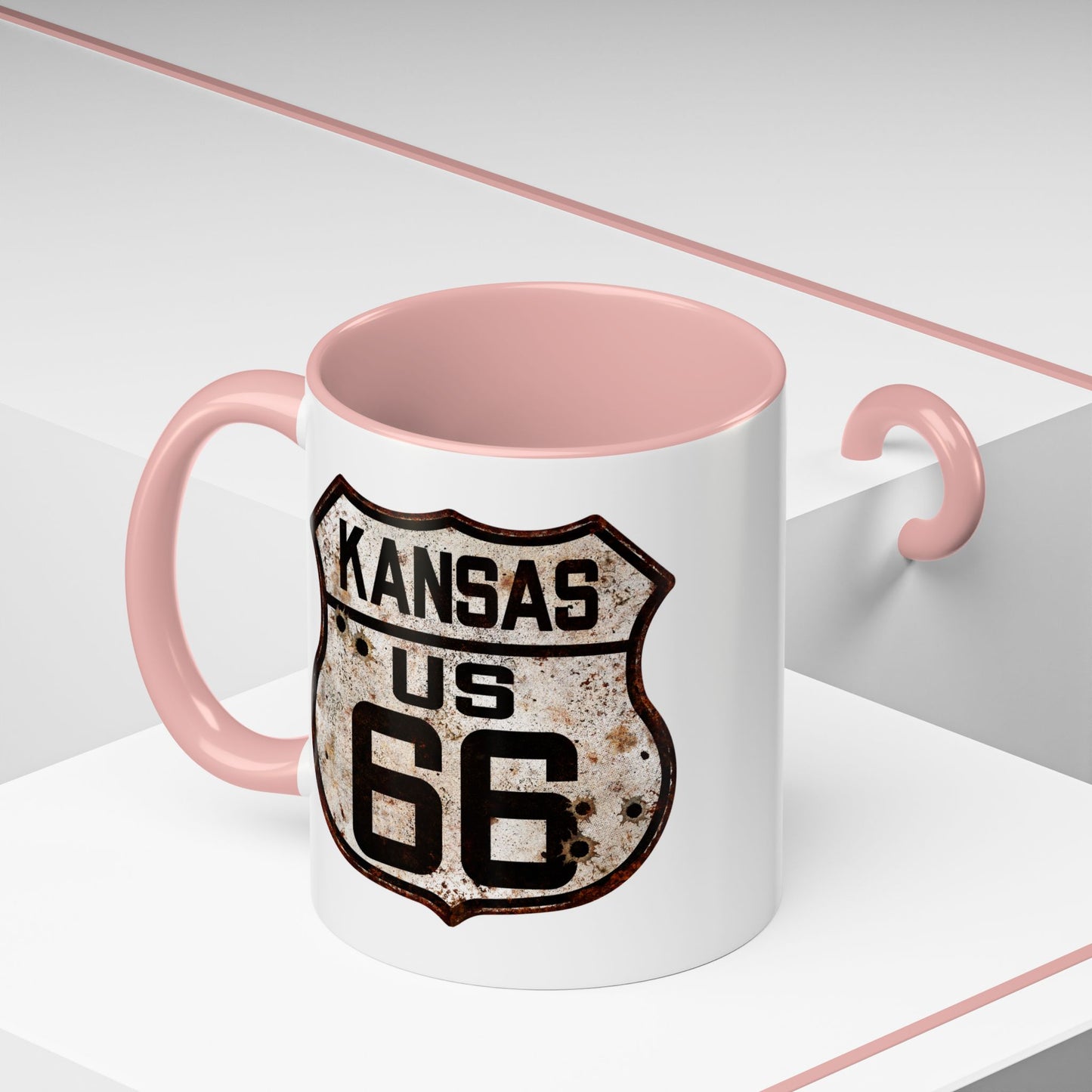 Mug Vintage Rusty Route 66 Highway Shield Kansas Route 66 Gift 11oz, 15oz