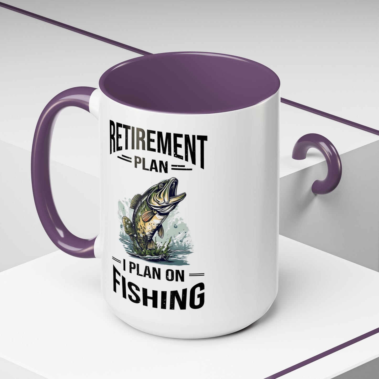 Retirement Mug - Retirement Plan Gone Fishing - Coffee Mug - Funny Retirement Gift, Happy Retirement Mug, Fishing Retirement Gift A0037-03 Accent Coffee Mug (11, 15oz)