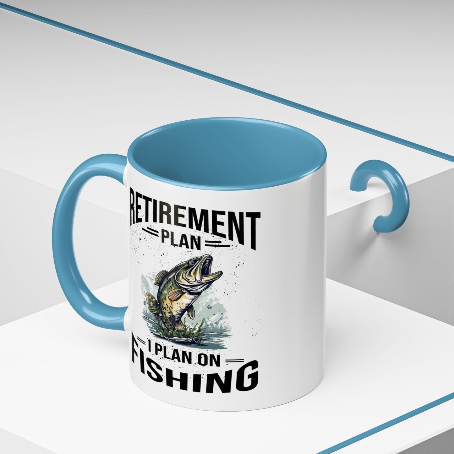 Retirement Mug - Retirement Plan Gone Fishing - Coffee Mug - Funny Retirement Gift, Happy Retirement Mug, Fishing Retirement Gift A0037-03 Accent Coffee Mug (11, 15oz)