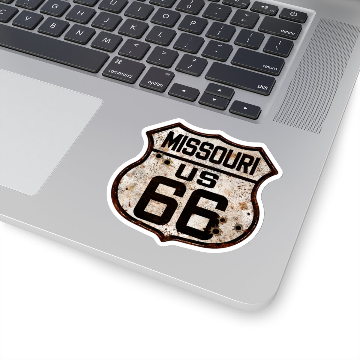 Copy of Sticker Vintage Missouri Route 66 Shield with Bullet Holes Kiss-Cut Stickers