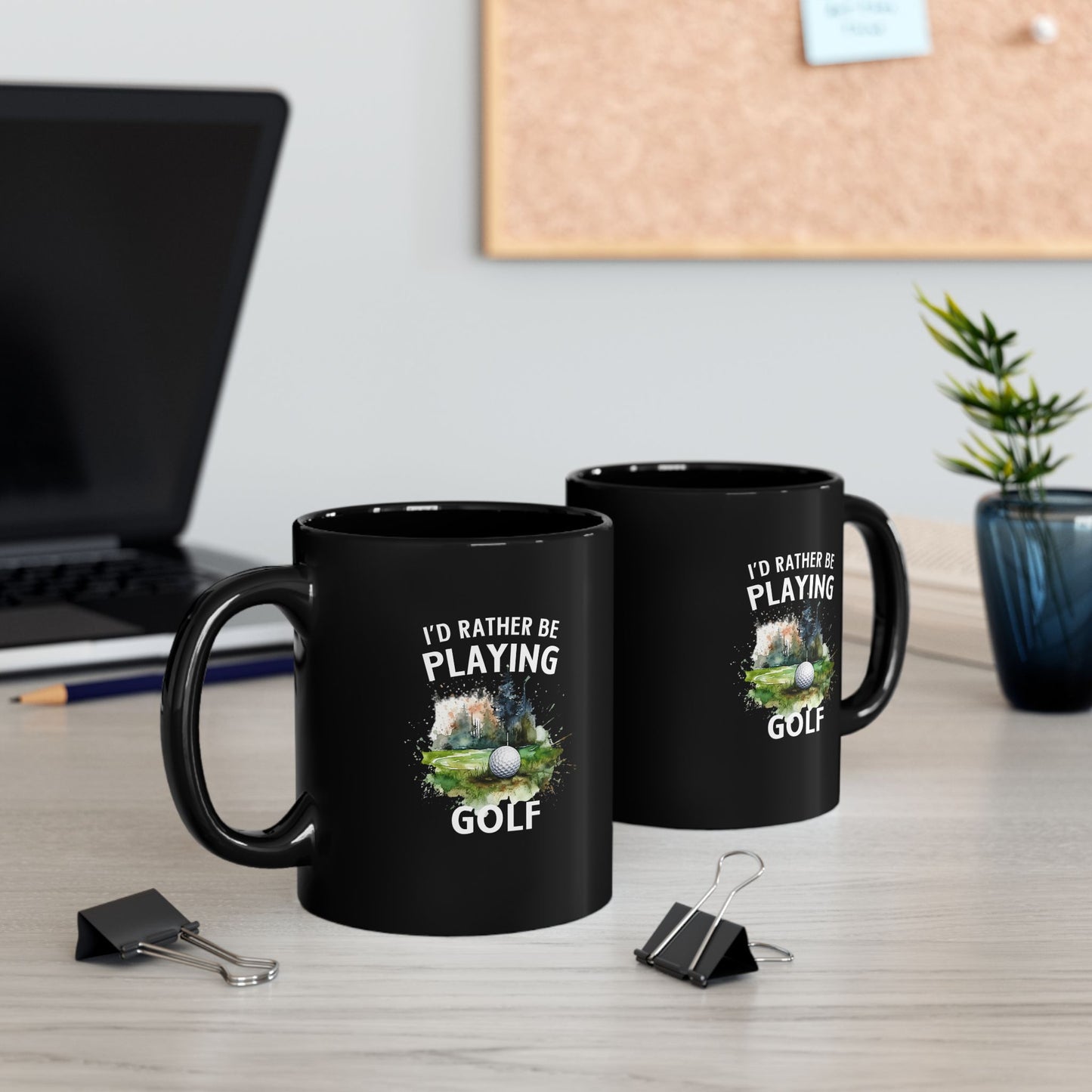 Funny Golf Mug - 11oz Ceramic Mug, I'd Rather Be Playing Golf Gift for Golfers 0190001  Black Mug (11oz, 15oz)