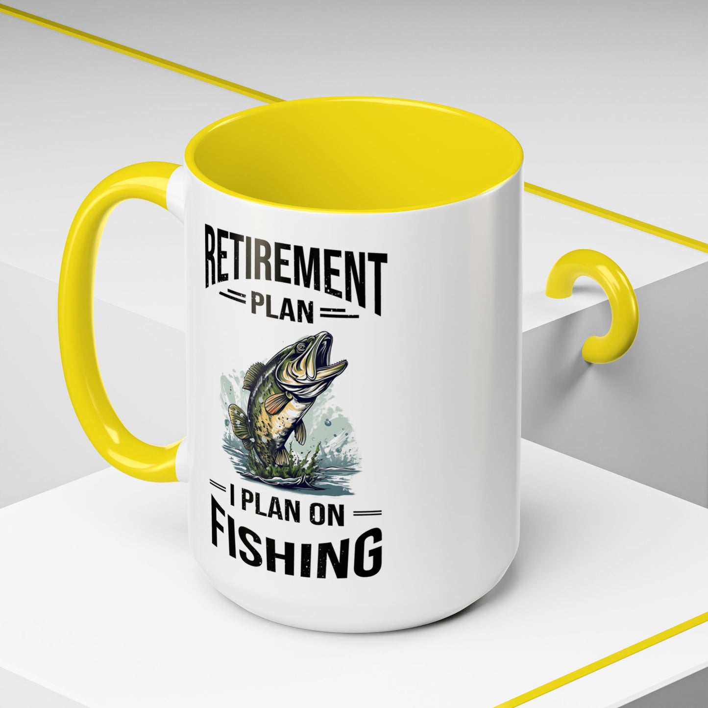 Retirement Mug - Retirement Plan Gone Fishing - Coffee Mug - Funny Retirement Gift, Happy Retirement Mug, Fishing Retirement Gift A0037-03 Accent Coffee Mug (11, 15oz)