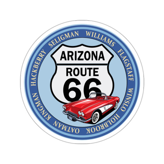 Sticker Blue Arizona Route 66 Round Kiss-Cut Stickers