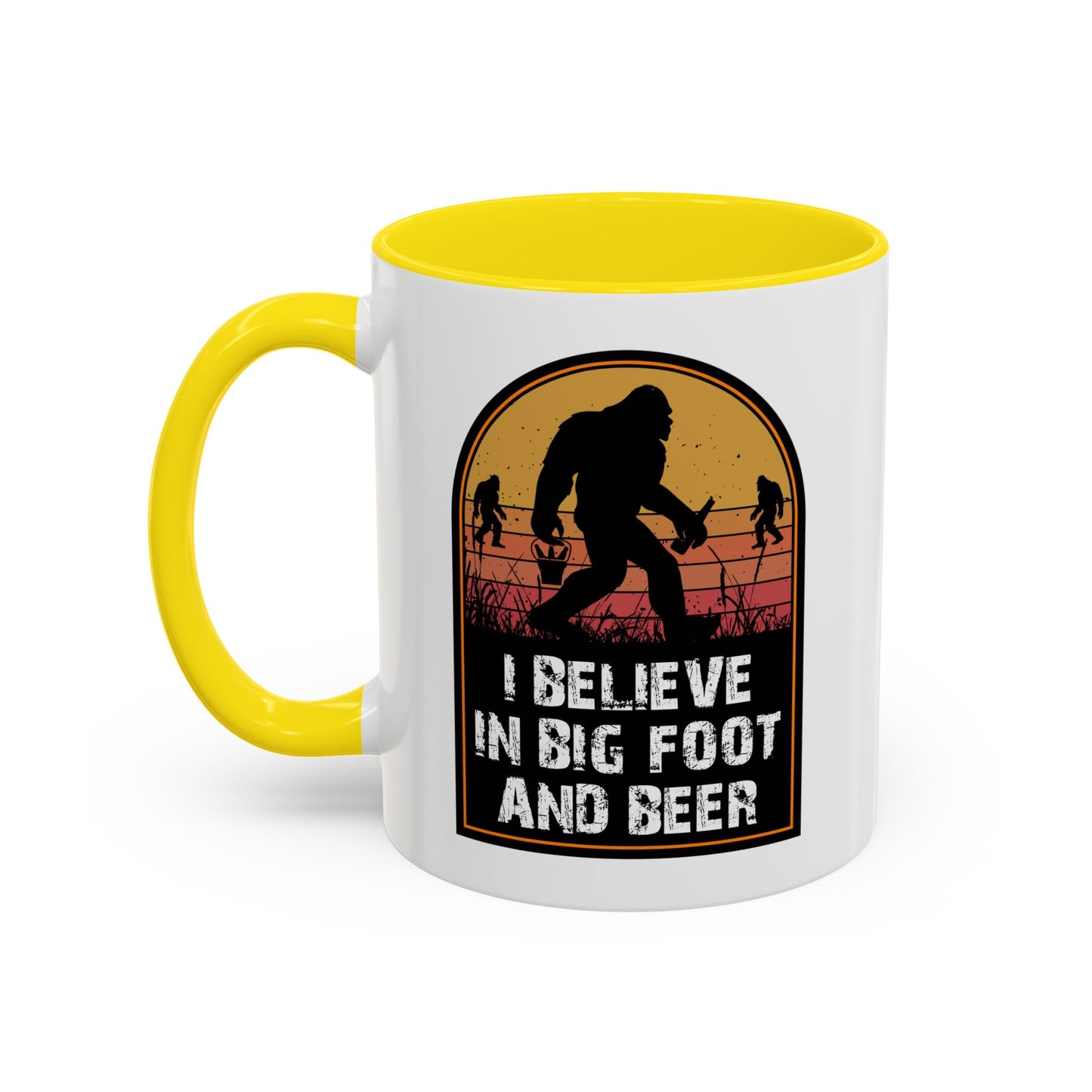 Big Foot and Beer Sticker - Sasquatch Decal - Funny Yeti Gift Accent Coffee Mug (11, 15oz)