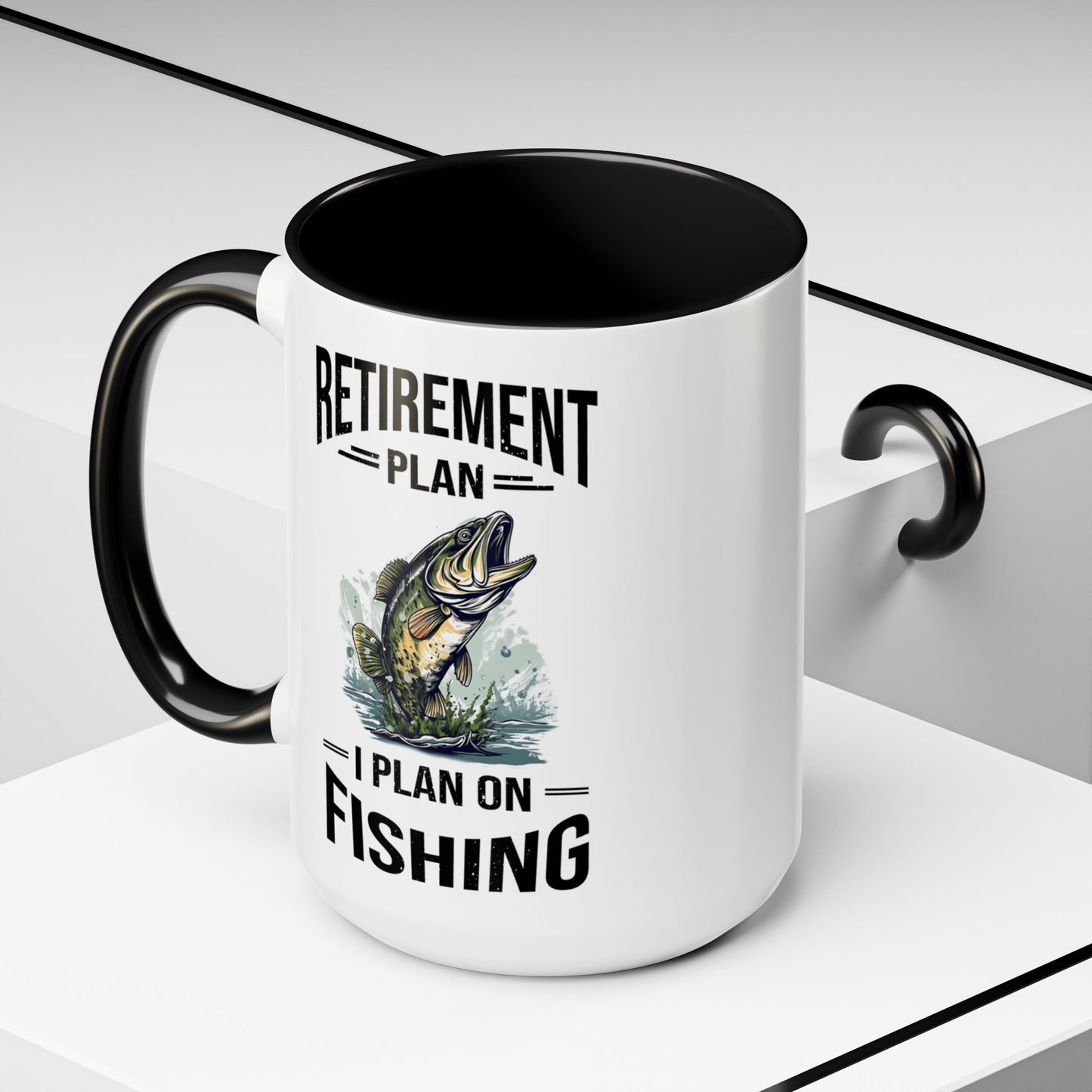 Retirement Mug - Retirement Plan Gone Fishing - Coffee Mug - Funny Retirement Gift, Happy Retirement Mug, Fishing Retirement Gift A0037-03 Accent Coffee Mug (11, 15oz)