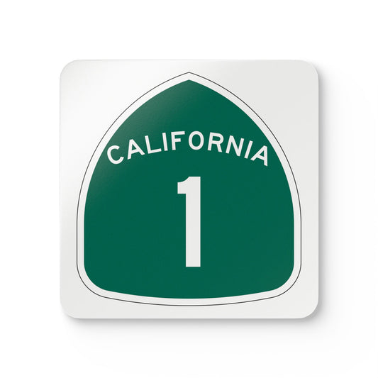 California Pacific Coast Hwy 1 Shield Sign Corkwood Coaster Set