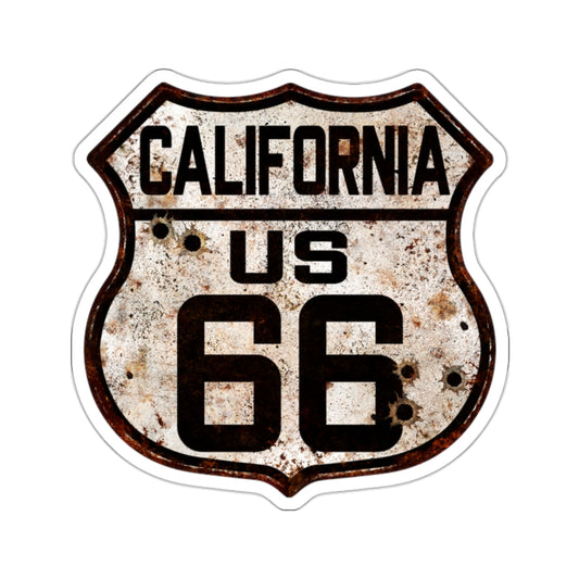 Sticker Vintage California Route 66 Shield with Bullet Holes Kiss-Cut Stickers