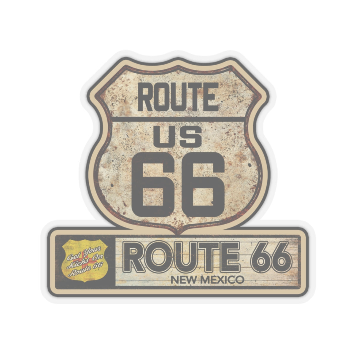 Vintage New Mexico Route 66 Shield Sticker - Travel Souvenir Kiss-Cut Stickers