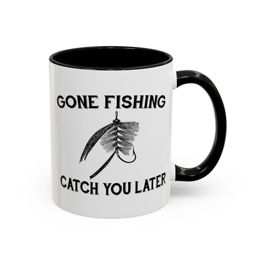 Coffee Mug, Gone Fishing Gift for Dad or Grandpa, Fly Fishing Mug