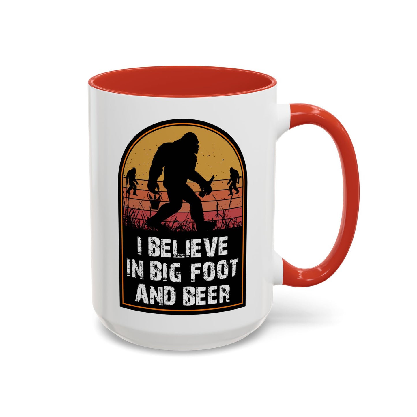 Big Foot and Beer Sticker - Sasquatch Decal - Funny Yeti Gift Accent Coffee Mug (11, 15oz)