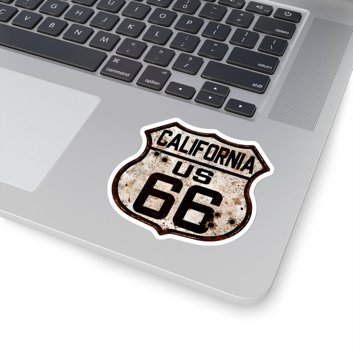 Sticker Vintage California Route 66 Shield with Bullet Holes Kiss-Cut Stickers