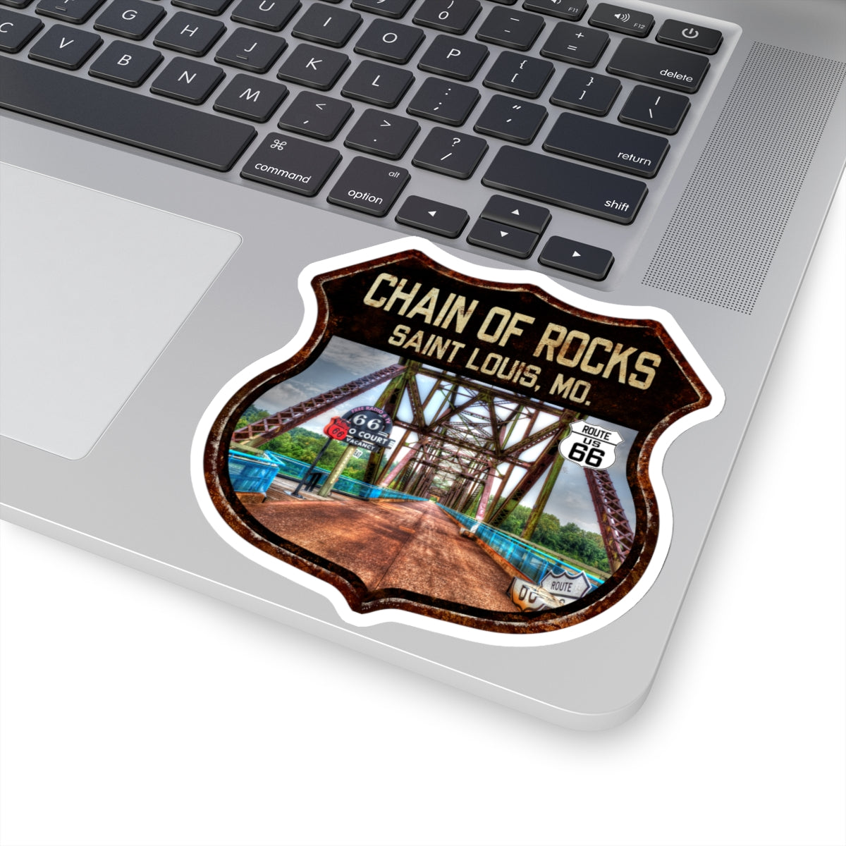 Sticker Chain of Rocks Bridge Route 66 Shield Illinois Kiss-Cut Stickers