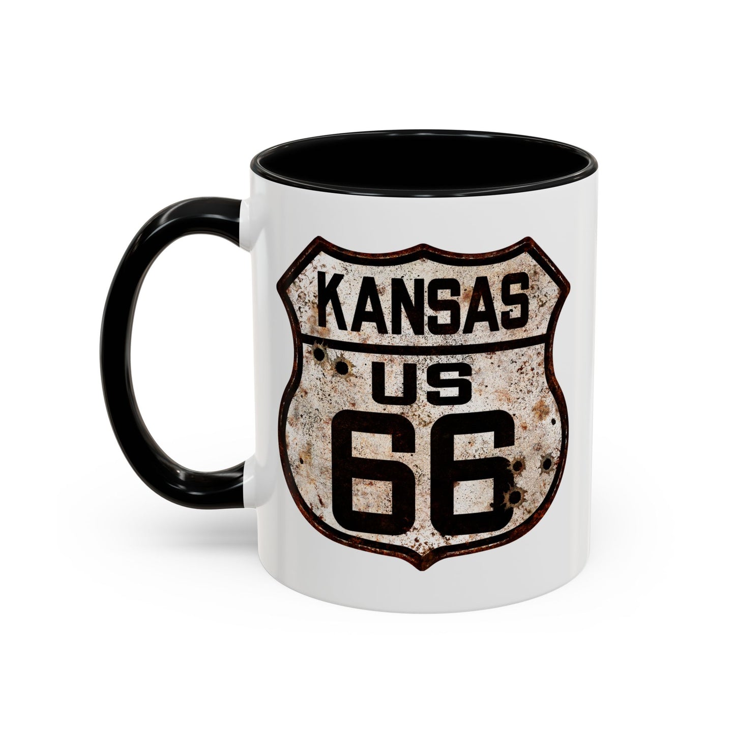 Mug Vintage Rusty Route 66 Highway Shield Kansas Route 66 Gift 11oz, 15oz