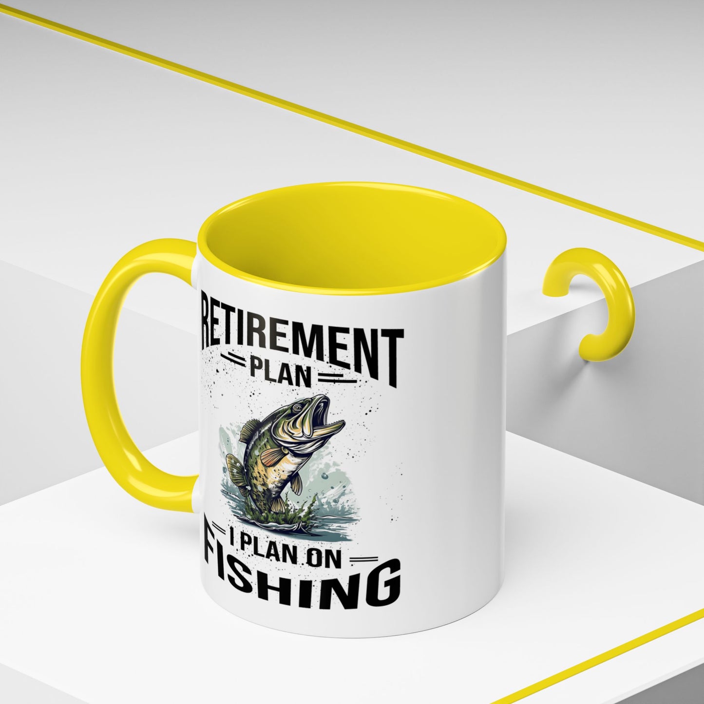 Retirement Mug - Retirement Plan Gone Fishing - Coffee Mug - Funny Retirement Gift, Happy Retirement Mug, Fishing Retirement Gift A0037-03 Accent Coffee Mug (11, 15oz)