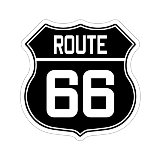 Black and White Route 66 Shield Kiss-Cut Stickers