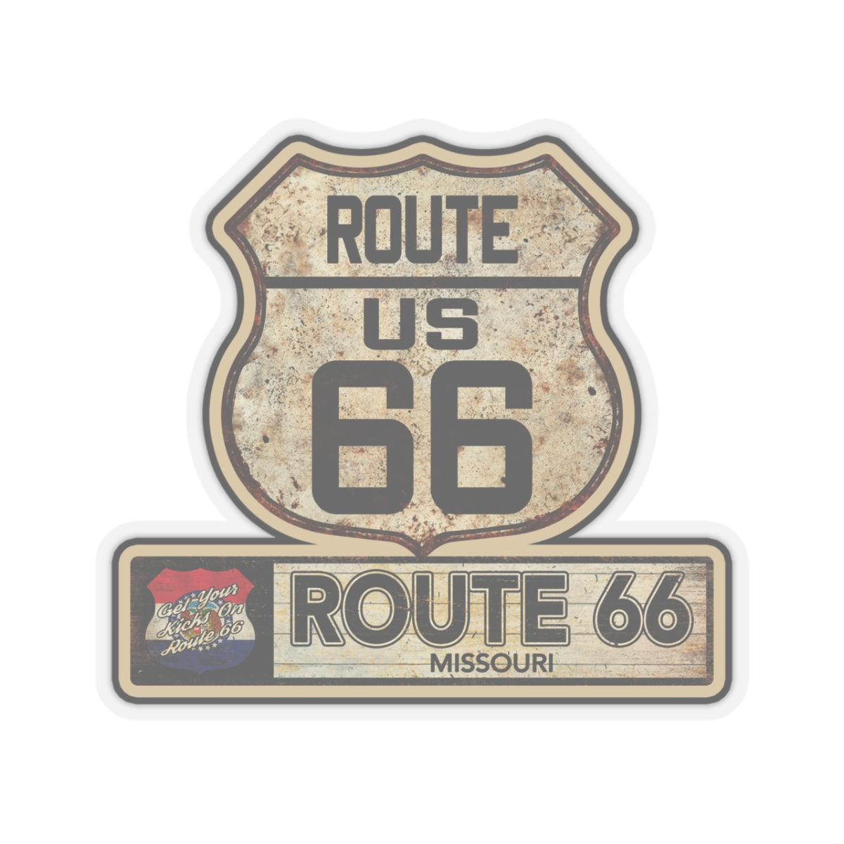 Vintage Missouri Route 66 Shield Sticker - Travel Souvenir Kiss-Cut Stickers