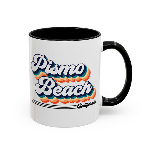 Coffee Mug, Pismo Beach Retro 80s Vibe Big Text, Tea Cup, Hot Chocolate Mug, Unique Gift for Beach Lovers, Birthday Gift for Coffee