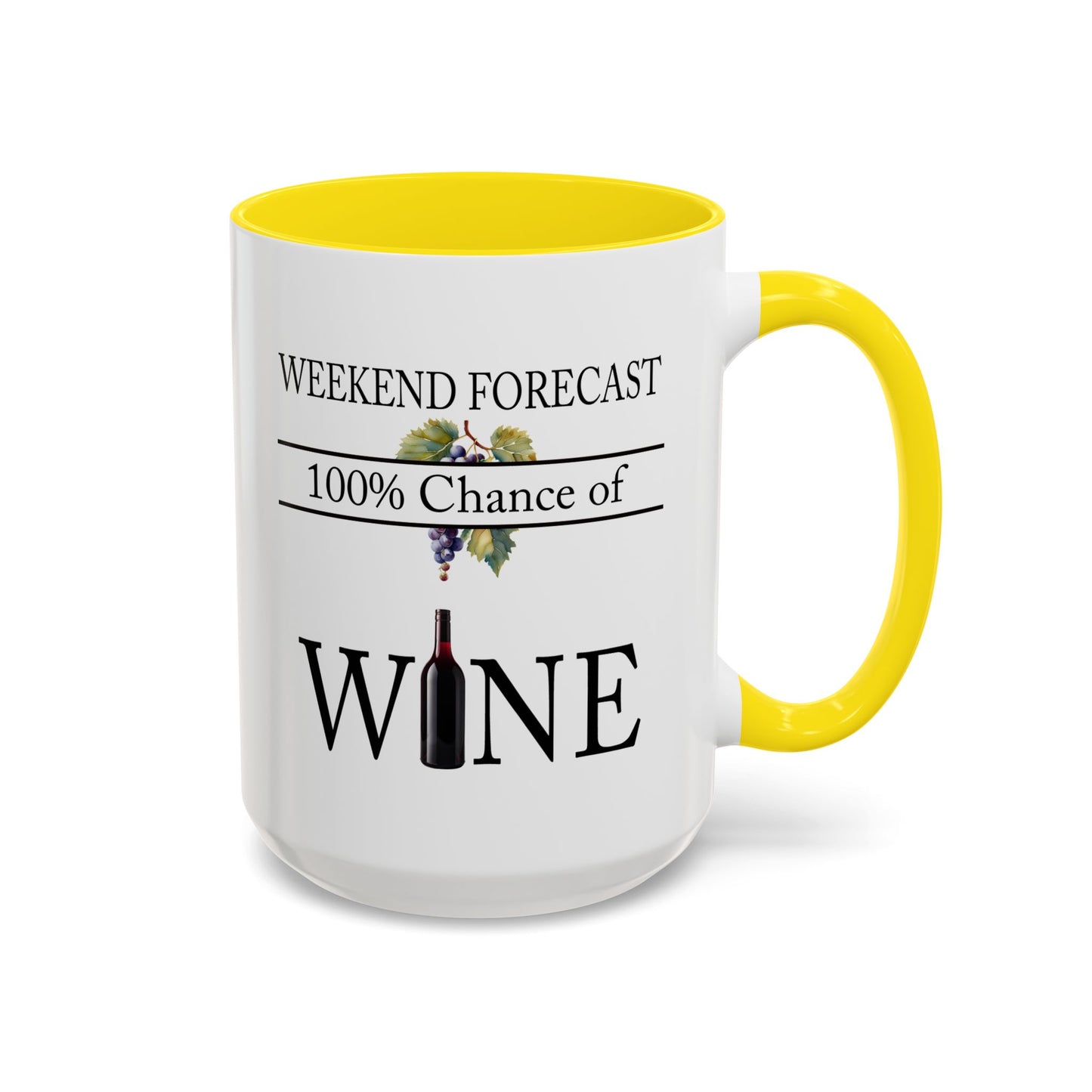 Copy of Funny Wine Lover Mug, 100% Chance of Wine in the Forecast, Gift for Wine Enthusiast Accent Coffee Mug (11, 15oz) A0012