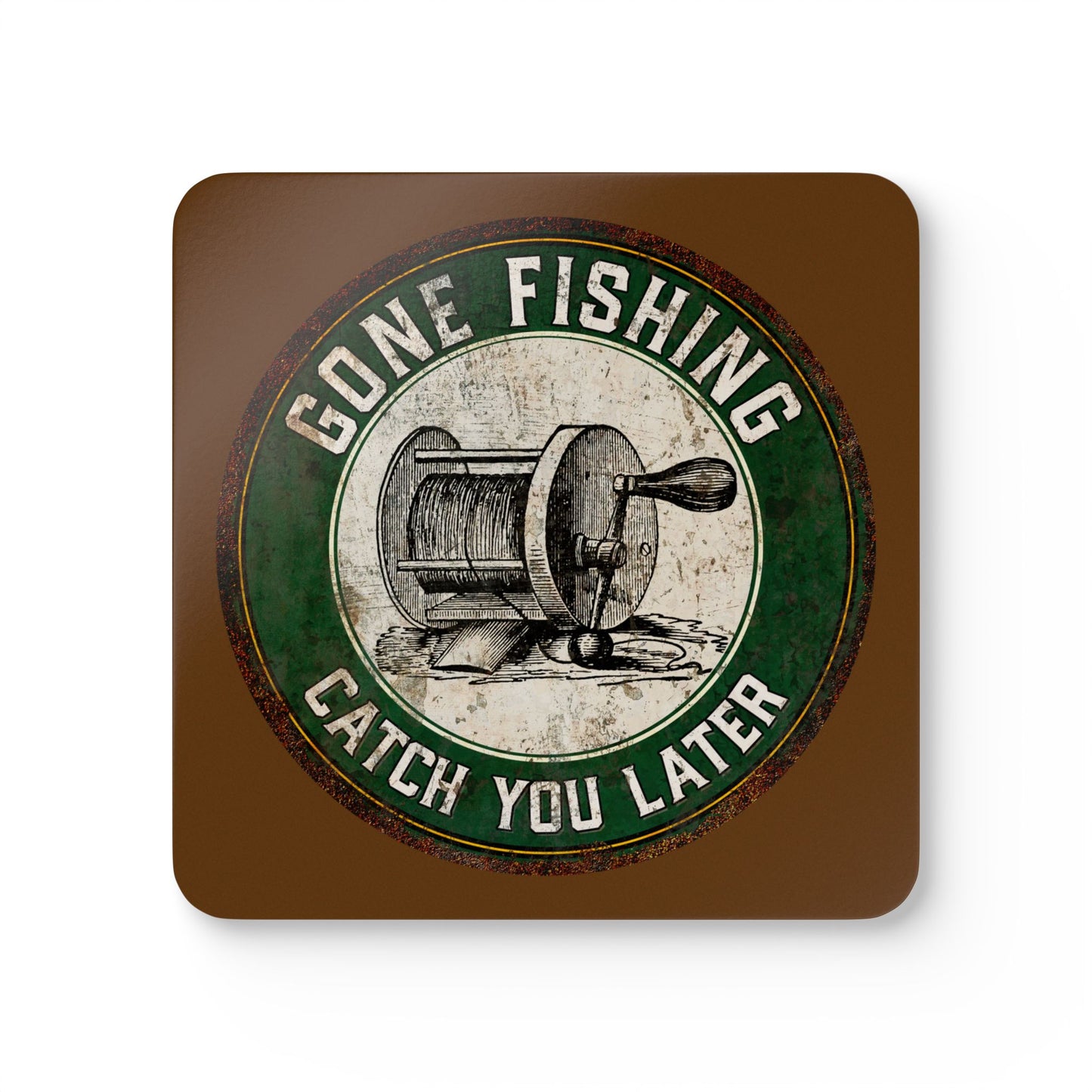 Gone Fishing Catch You Later Corkwood Coaster Set