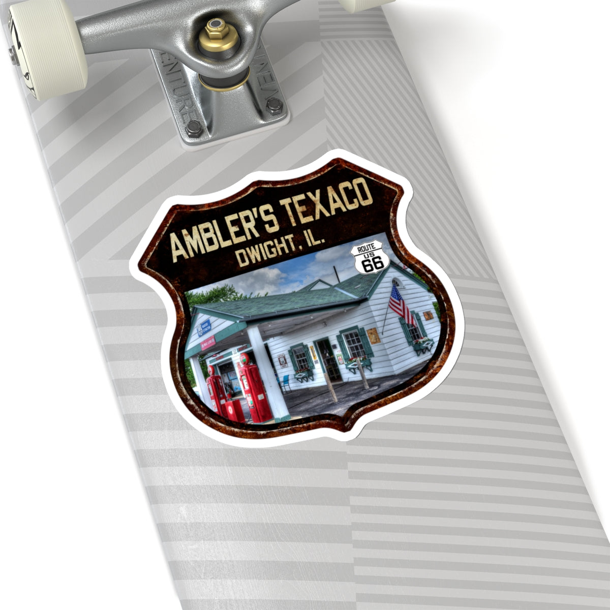 Sticker Ambler's Service Station Route 66 Shield Illinois Kiss-Cut Stickers