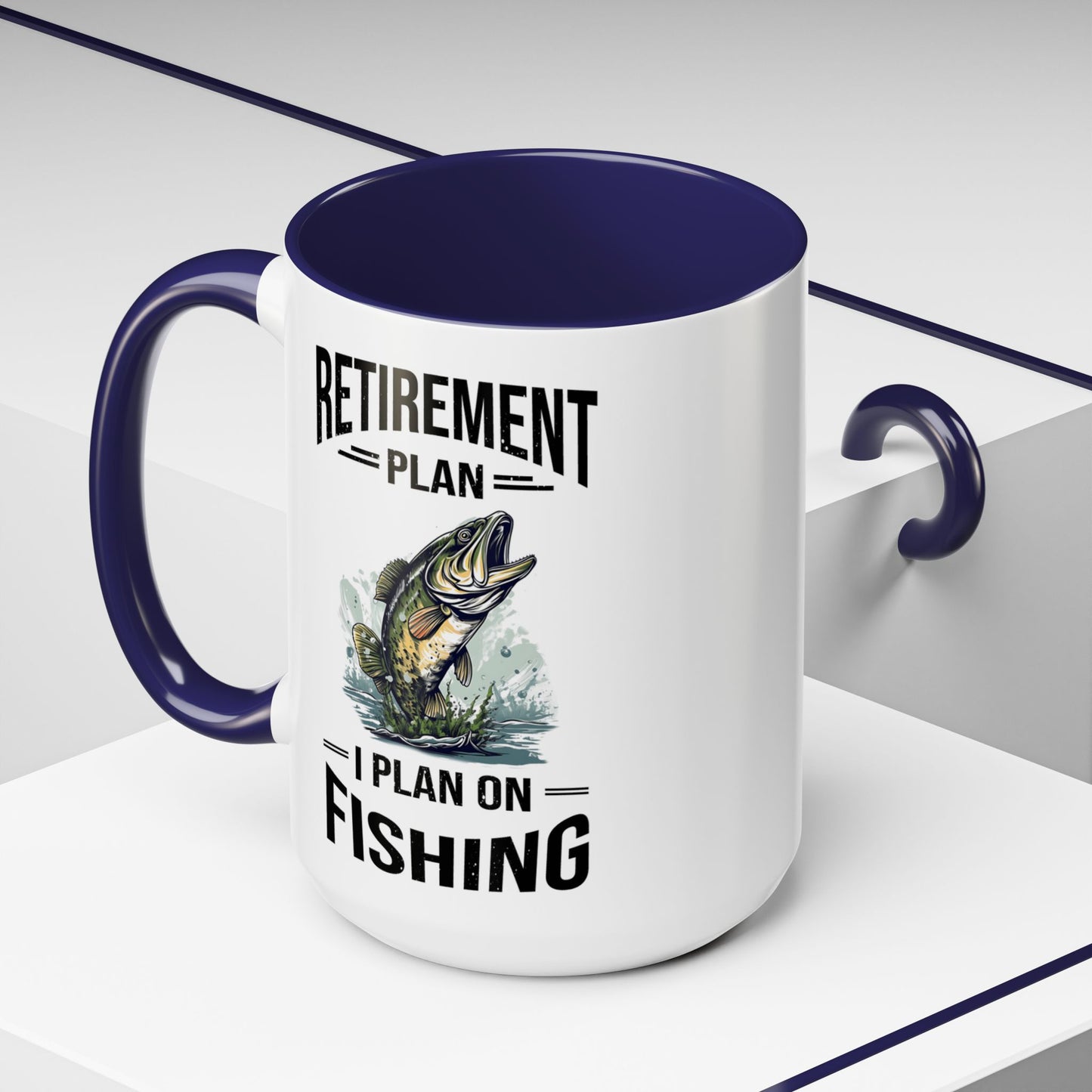 Retirement Mug - Retirement Plan Gone Fishing - Coffee Mug - Funny Retirement Gift, Happy Retirement Mug, Fishing Retirement Gift A0037-03 Accent Coffee Mug (11, 15oz)