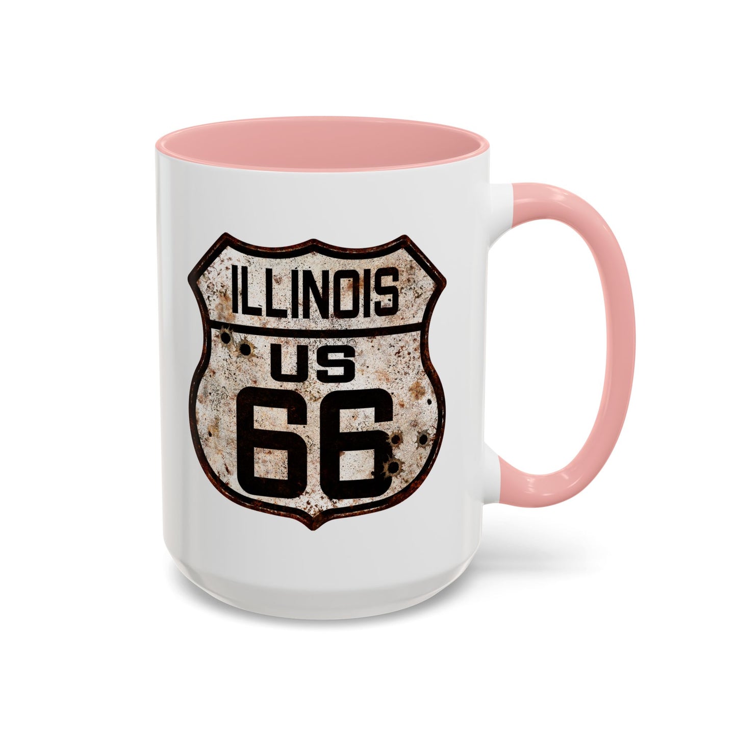 Mug Vintage Rusty Route 66 Highway Shield Illinois Route 66 Gift 11oz, 15oz