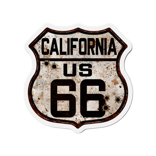 Vintage Rusty California US Route 66 Shield Die-Cut Magnets