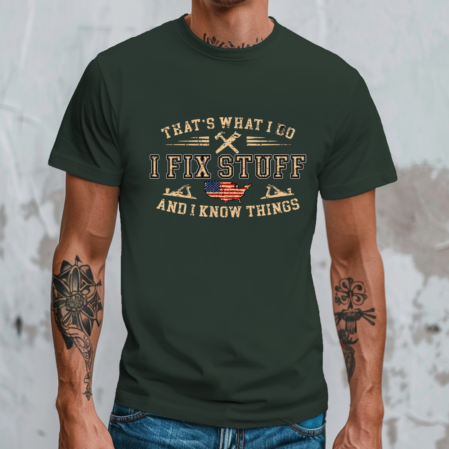 I Fix Stuff And I Know Things Unisex Jersey Tee - Perfect for DIY Enthusiasts, Dads, Handyman, Carpenters Gift for Him