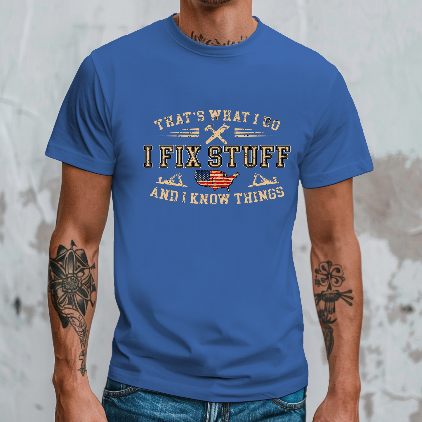 I Fix Stuff And I Know Things Unisex Jersey Tee - Perfect for DIY Enthusiasts, Dads, Handyman, Carpenters Gift for Him