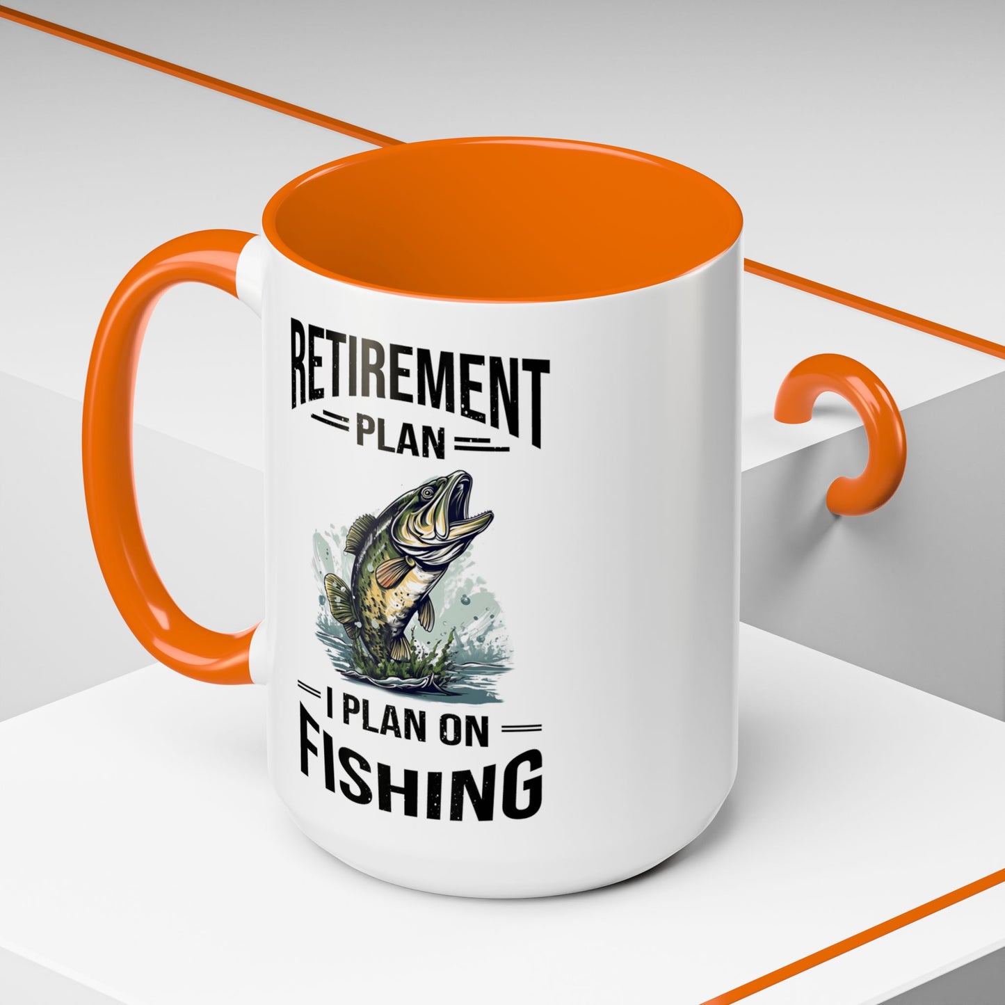 Retirement Mug - Retirement Plan Gone Fishing - Coffee Mug - Funny Retirement Gift, Happy Retirement Mug, Fishing Retirement Gift A0037-03 Accent Coffee Mug (11, 15oz)