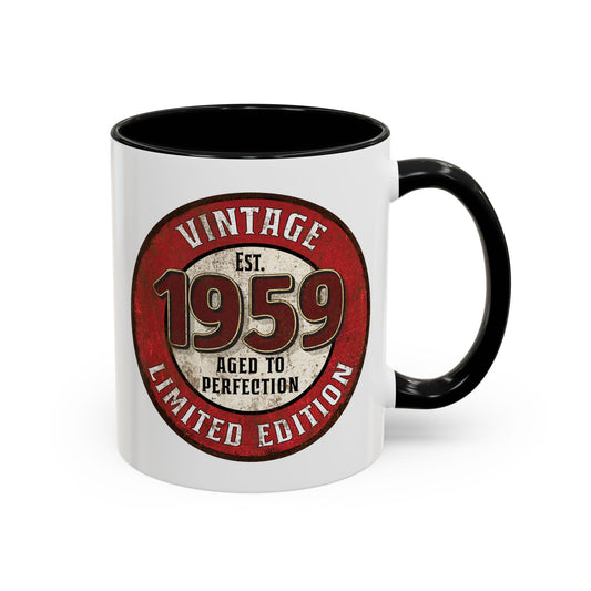 Vintage 1959 Birthday Mug, Aged to Perfection Limited Qty Coffee Cup - Gift Idea, Memories, Special Occasion, Collector's Item, Unique