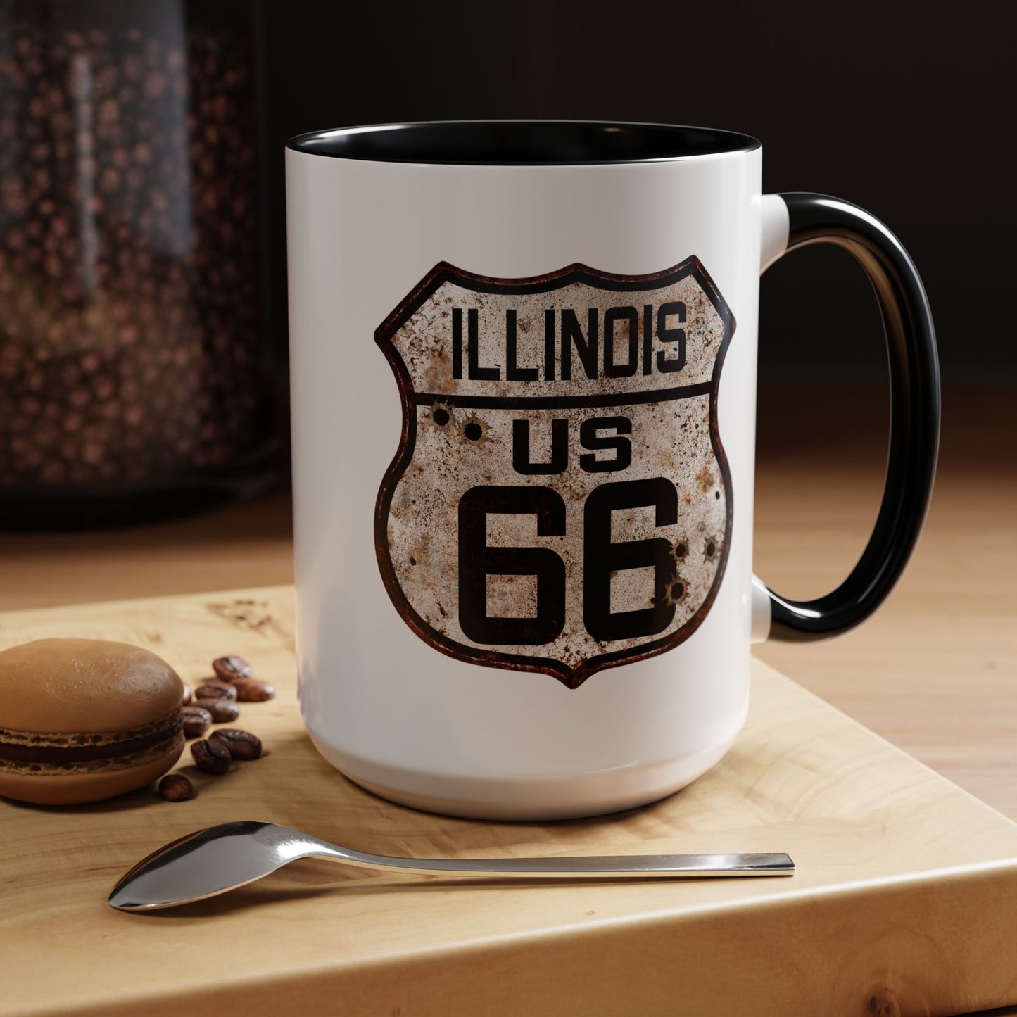 Mug Vintage Rusty Route 66 Highway Shield Illinois Route 66 Gift 11oz, 15oz