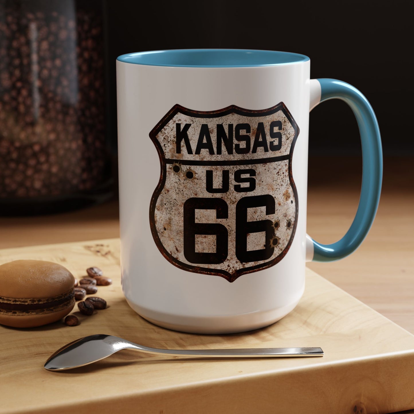 Mug Vintage Rusty Route 66 Highway Shield Kansas Route 66 Gift 11oz, 15oz