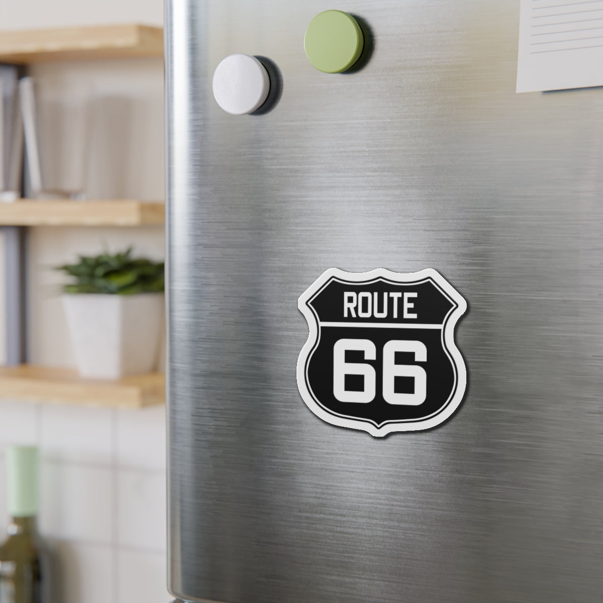 Die-Cut Magnet - Black and White Route 66 Shield