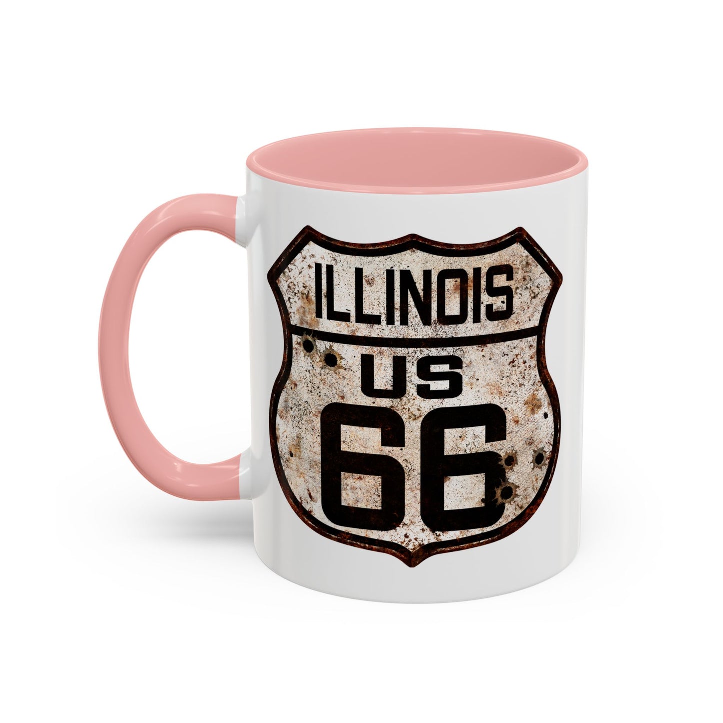 Mug Vintage Rusty Route 66 Highway Shield Illinois Route 66 Gift 11oz, 15oz