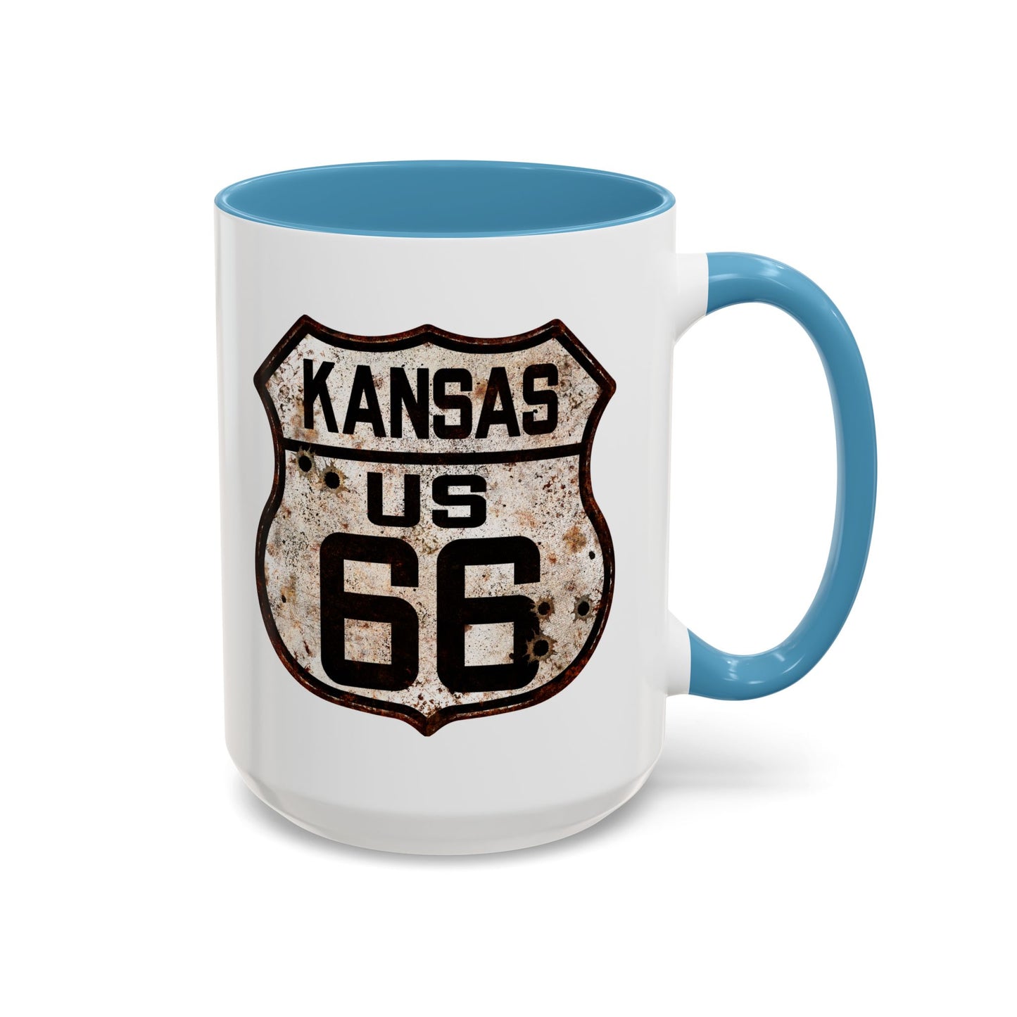 Mug Vintage Rusty Route 66 Highway Shield Kansas Route 66 Gift 11oz, 15oz