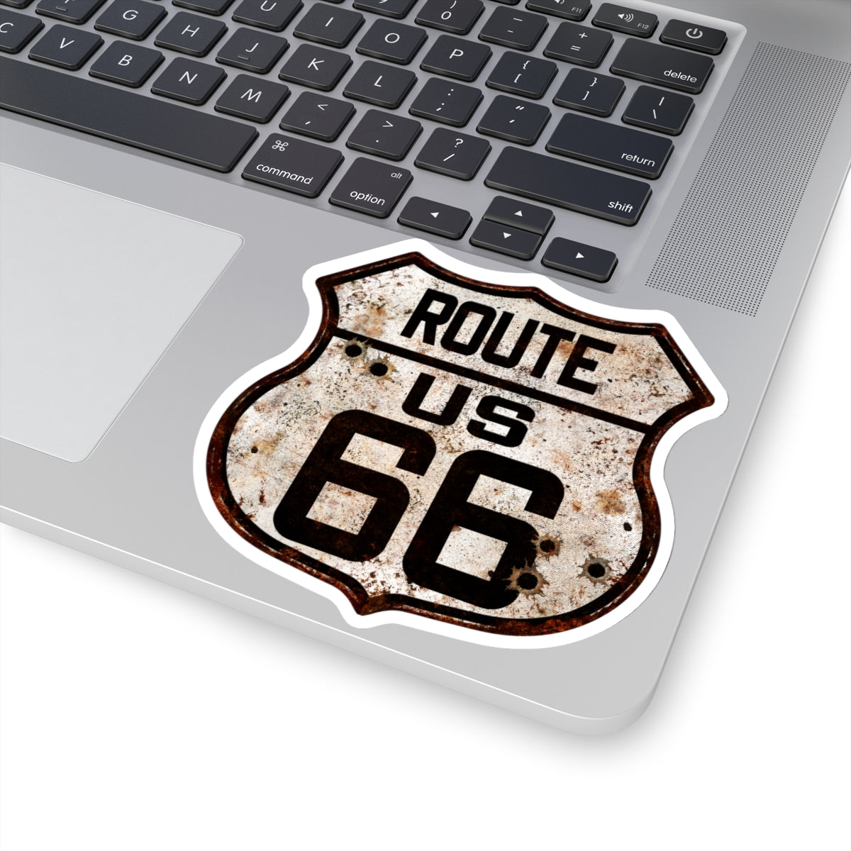 Sticker Vintage US Route 66 Shield with Bullet Holes Kiss-Cut Stickers