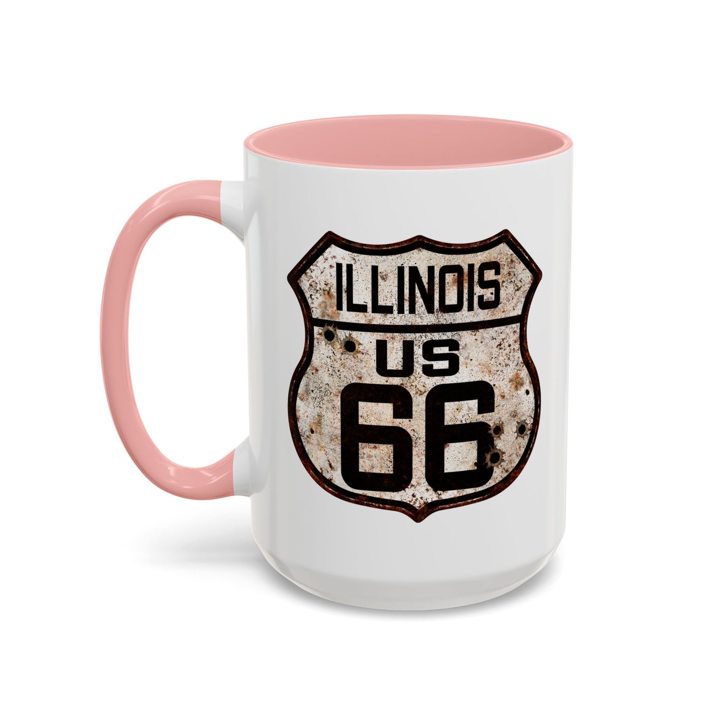 Mug Vintage Rusty Route 66 Highway Shield Illinois Route 66 Gift 11oz, 15oz