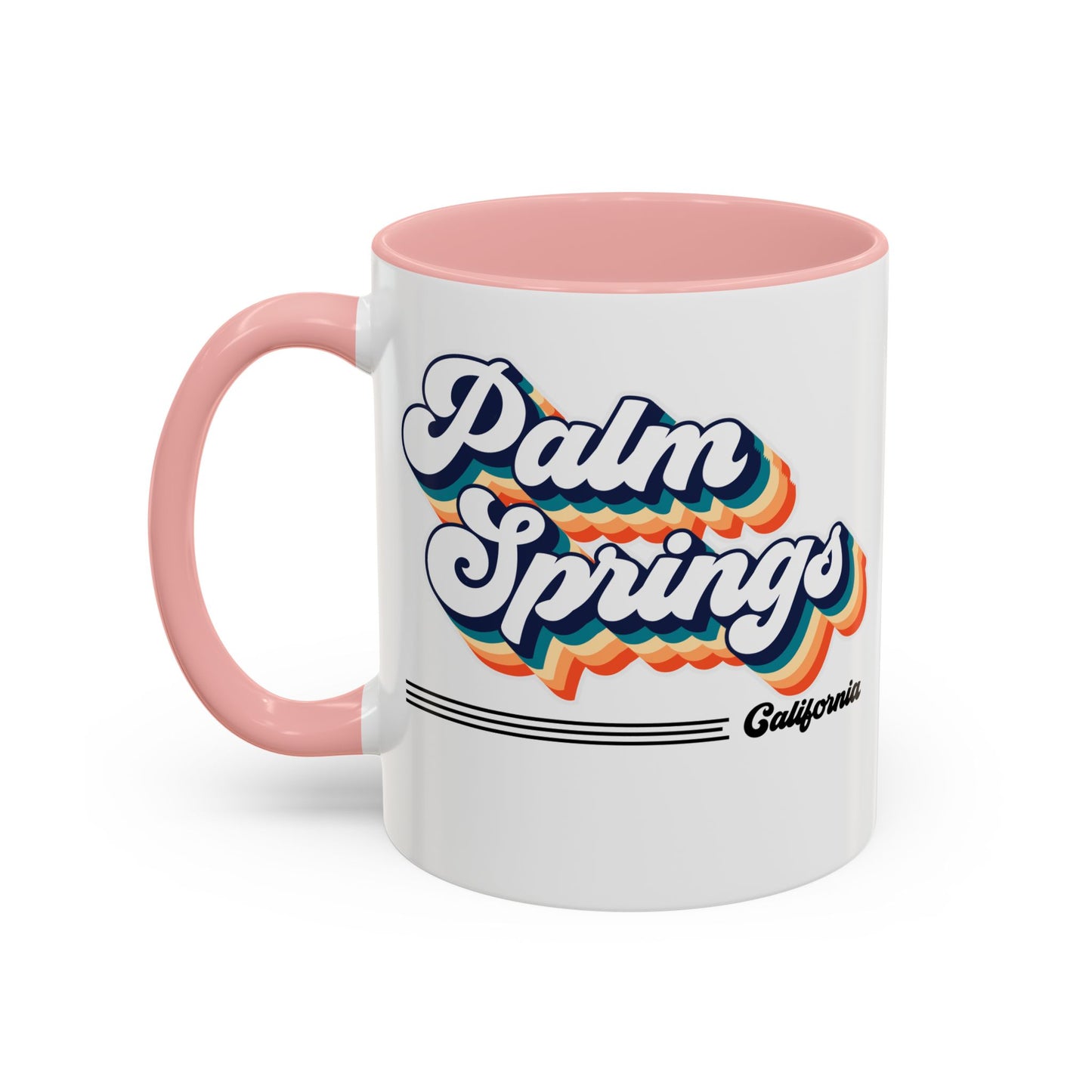 Coffee Mug, Palm Springs Retro 80s Vibe Big Text, Tea Cup, Hot Chocolate Mug, Unique Gift for Palm Spring Lovers, Birthday Gift for Coffee