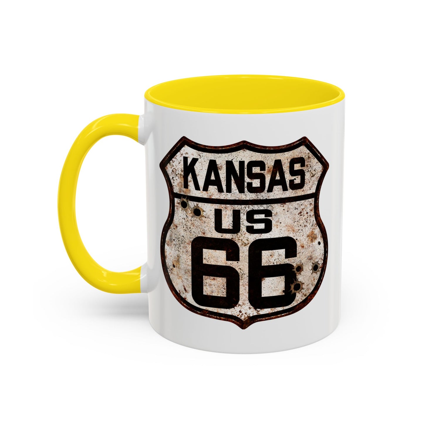 Mug Vintage Rusty Route 66 Highway Shield Kansas Route 66 Gift 11oz, 15oz