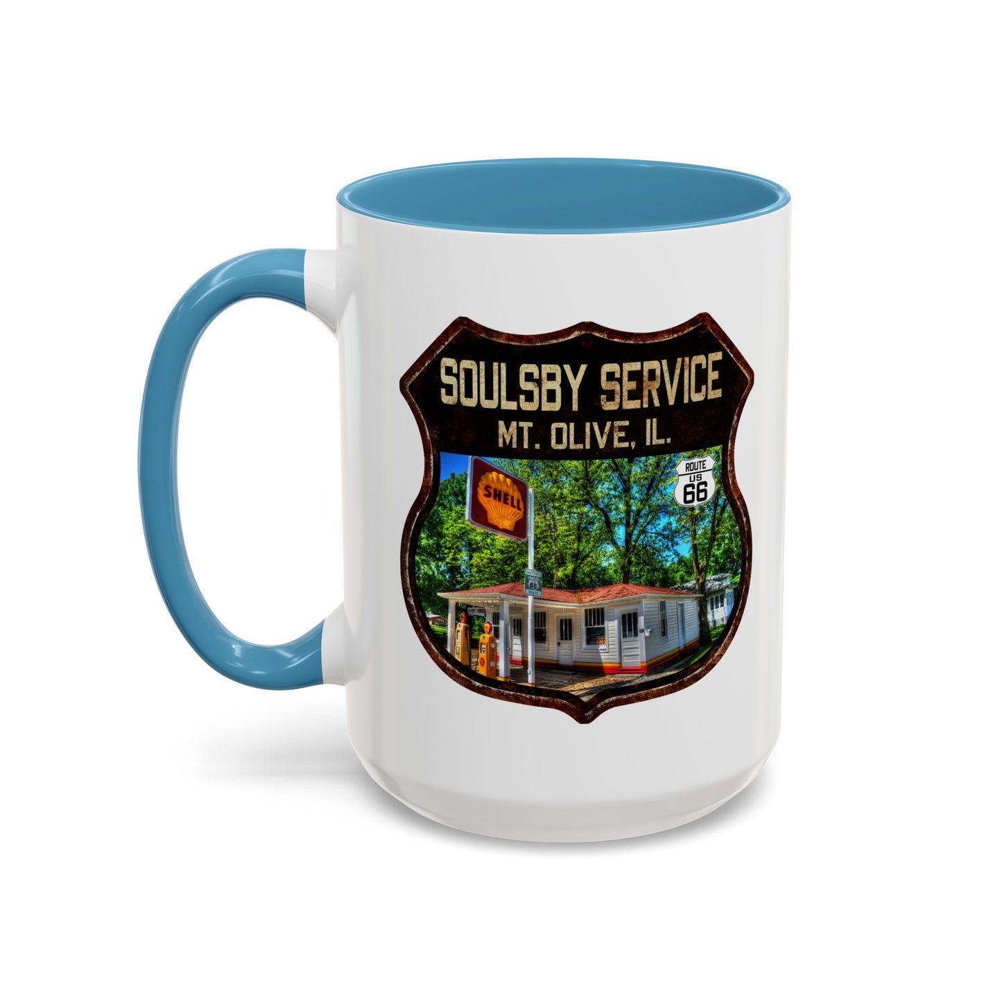 Mug Soulsby Service Station Route 66 Shield Illinois 11oz