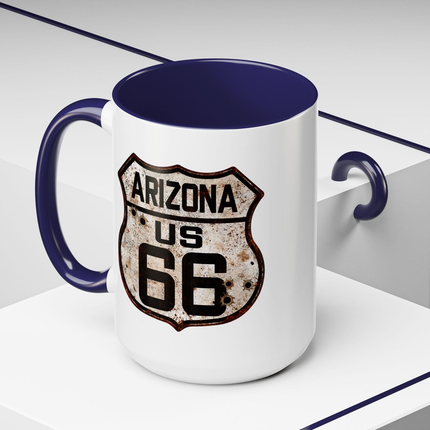 Mug Vintage Rusty Route 66 Highway Shield Arizona 11oz, 15oz