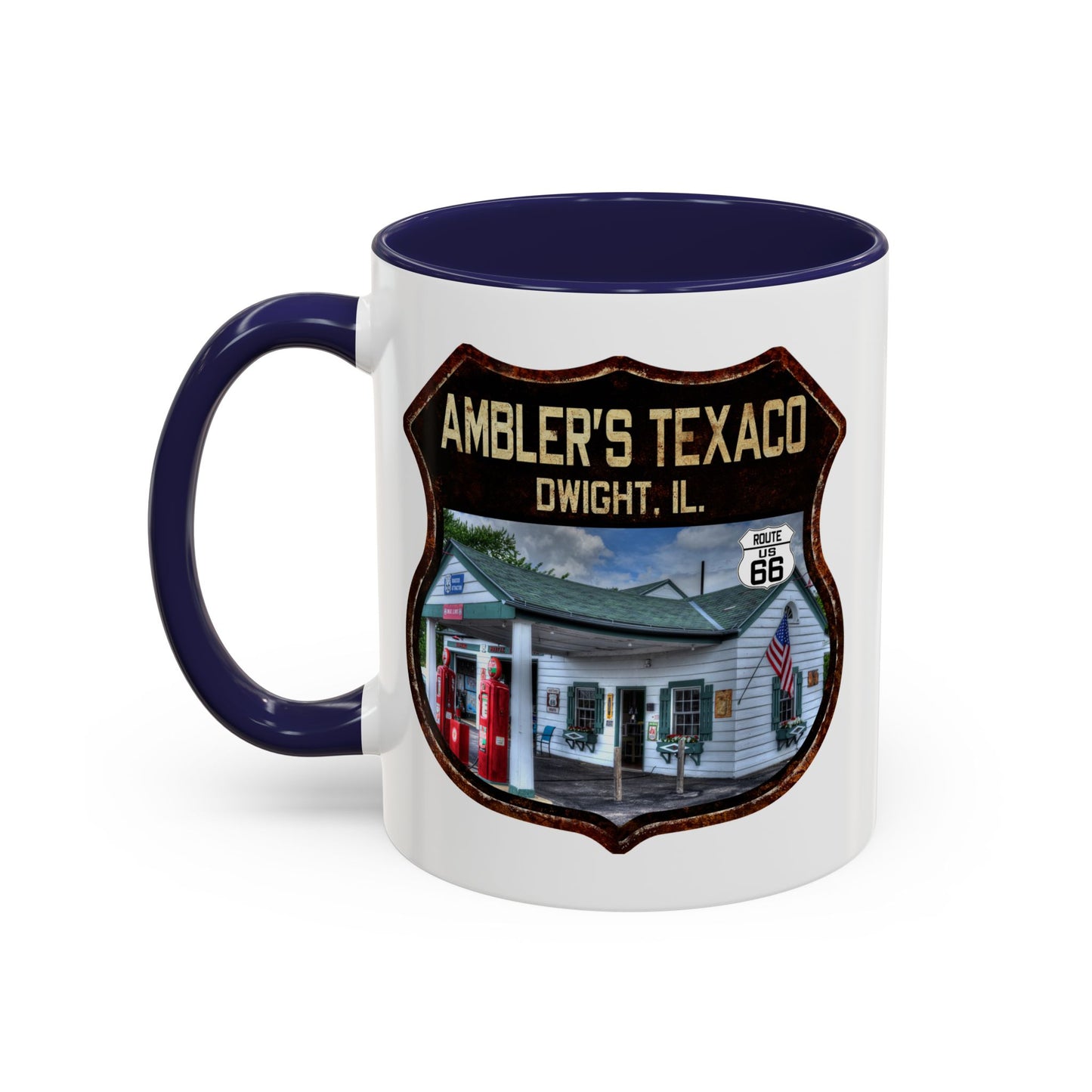 Mug Amblers Texaco Service Station Route 66 Shield Illinois 11oz