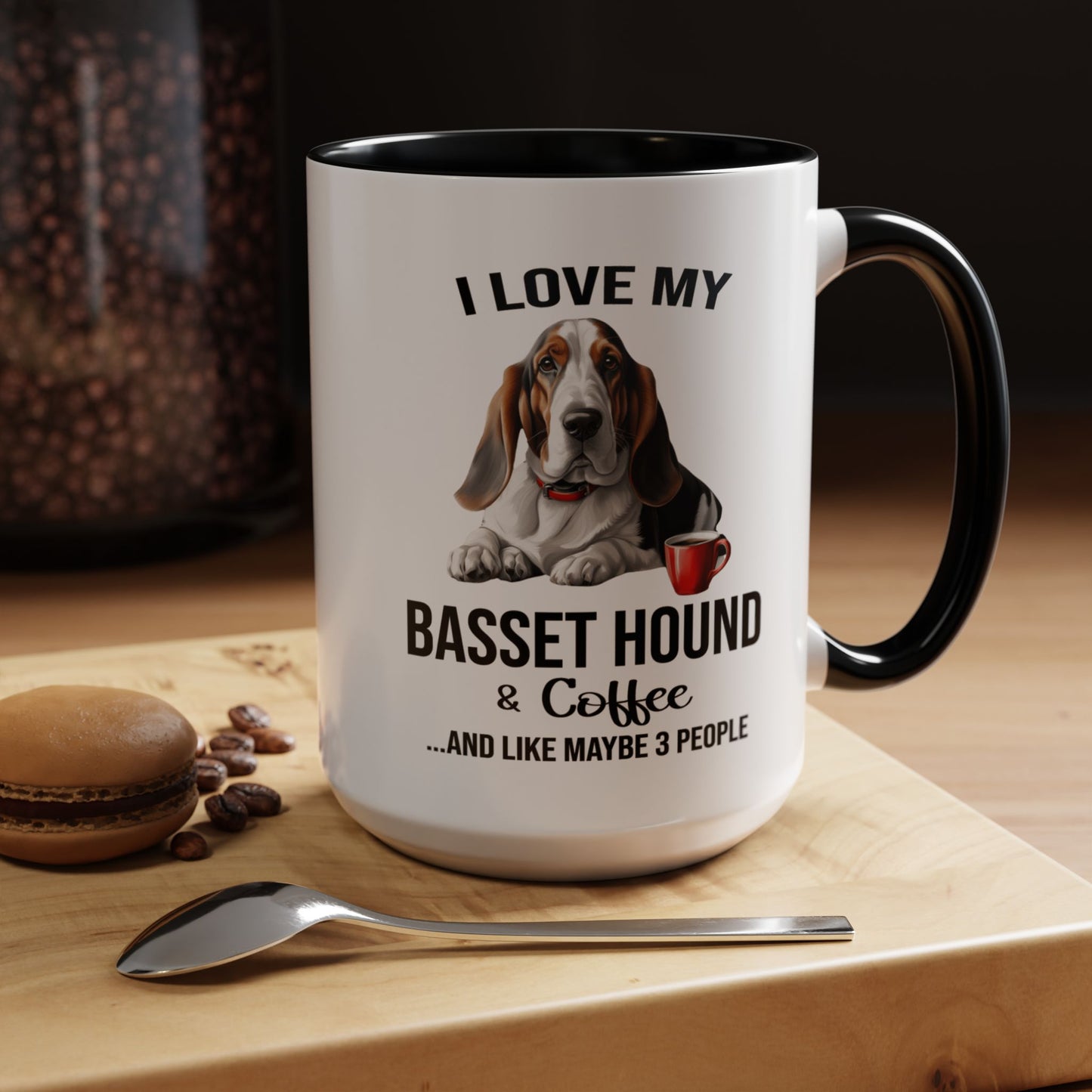 Basset Hound Lover Mug, Basset Hound Lover Gift, Coffee Mug, Basset Hound Mug, Basset Hound Gift, Basset Hound Owner, Coffee Cup A0023-005 Accent Coffee Mug (11, 15oz)