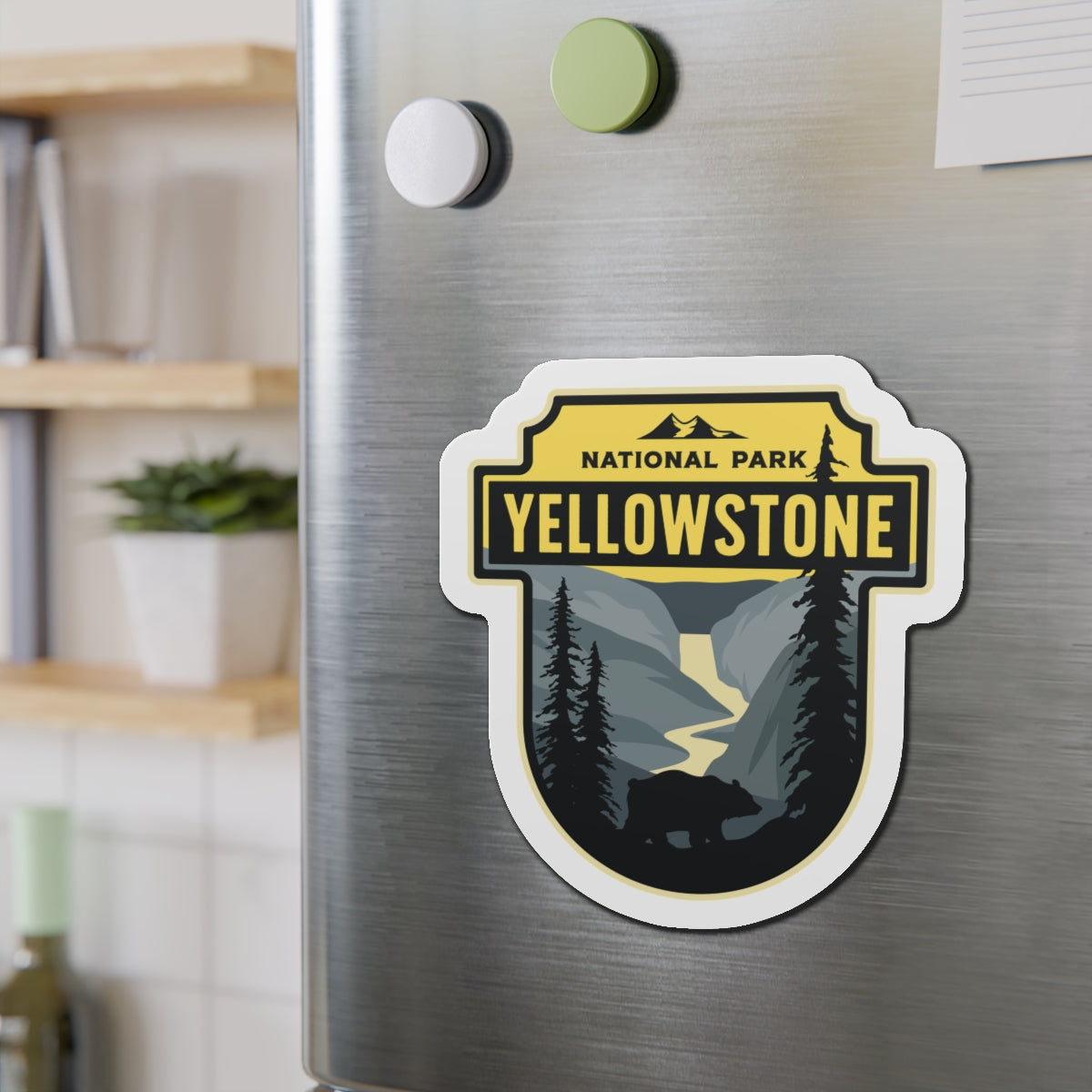 Vintage Style Yellowstone National Park Refrigerator Magnet Die-Cut Magnets